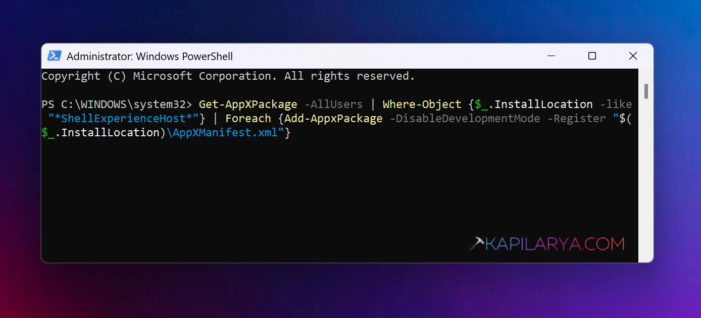 Re-register Taskbar