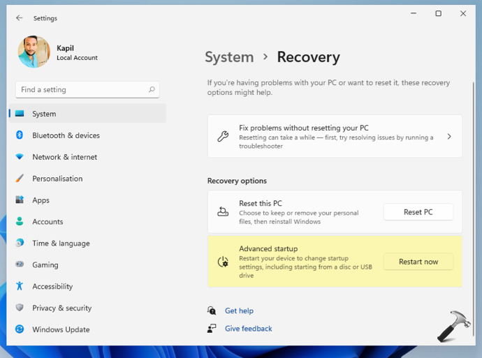 How to boot into advanced recovery options in Windows 11 - Pirated Land