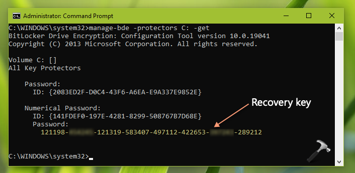 How To Get The Bitlocker Recovery Key Using Command Prompt In Windows ...