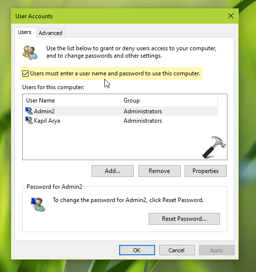 Fix: Can't disable auto login in Windows 10