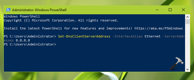 How to change DNS server in Windows PowerShell