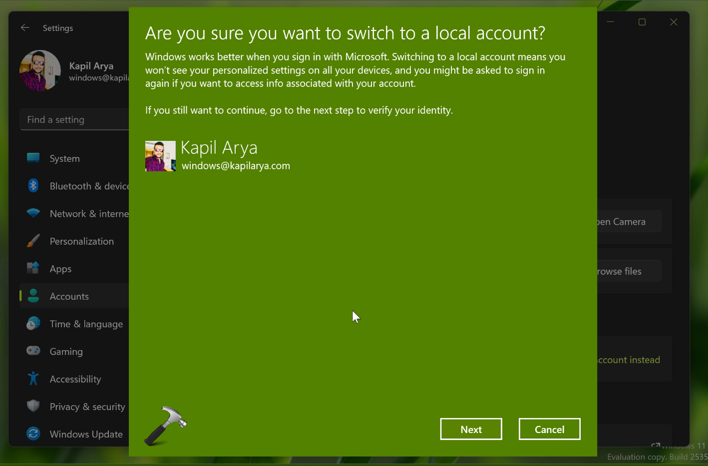 Change Microsoft Account In Windows