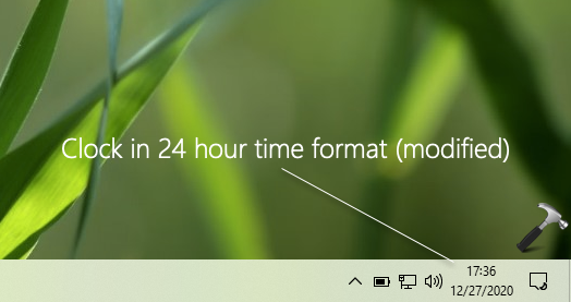 utc clock 24 hour windows taskbar