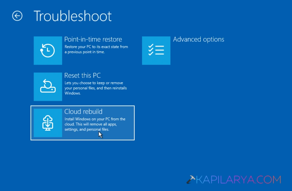 Cloud Rebuild: New Recovery Option in Windows 11