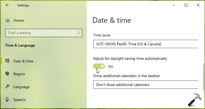 windows 10 change time zone greyed out