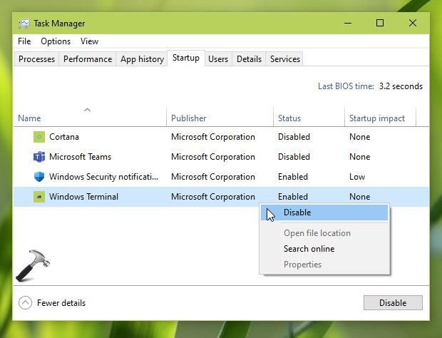 How to disable startup apps in Windows 10