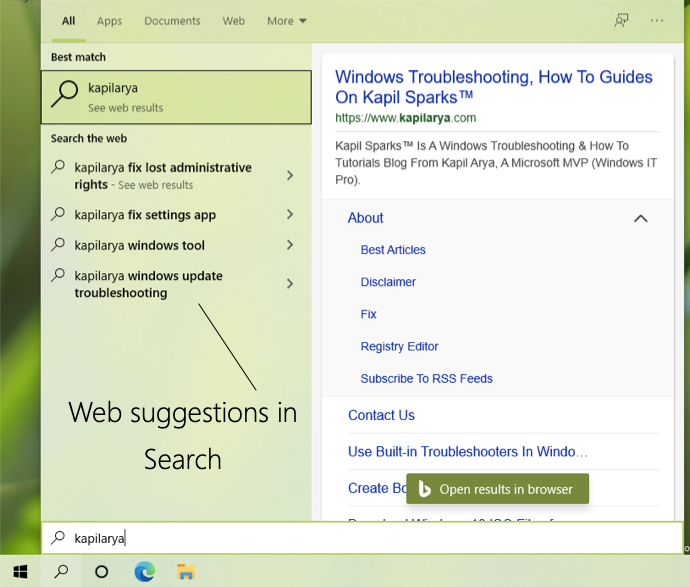 How To Disable Web Suggestions In Windows 10 Search