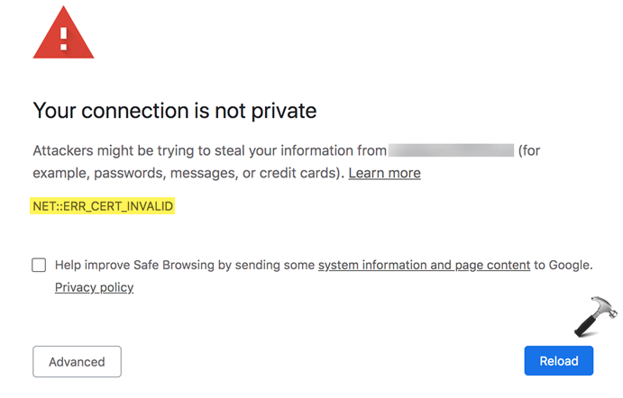 NET::ERR_CERT_INVALID in Google Chrome
