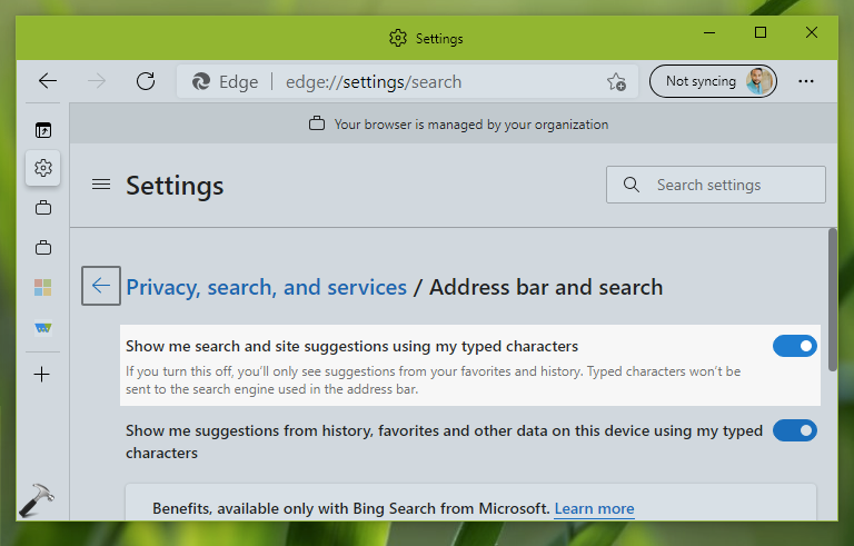 Enable/disable Search Suggestions In Microsoft Edge (Chromium)