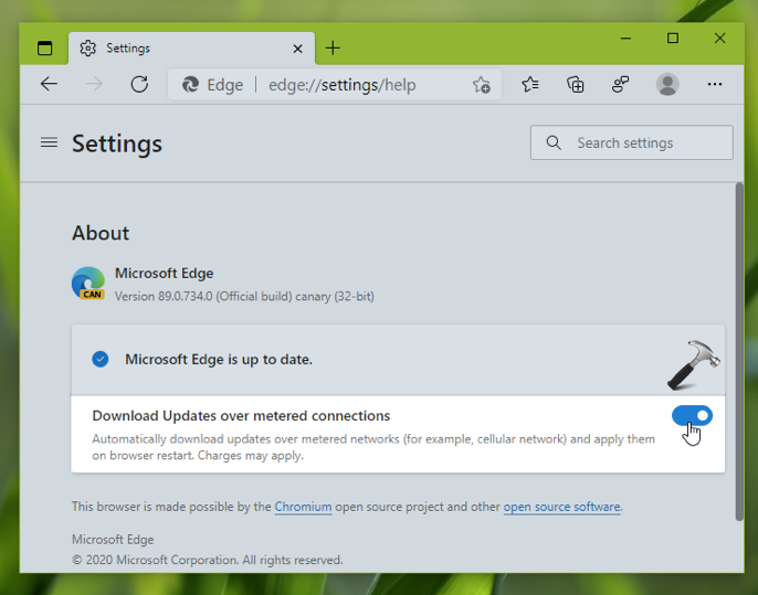Enable Or Disable Updates Over Metered Connections In Microsoft Edge Images