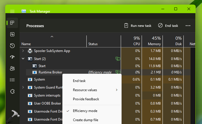 Enable Efficiency Mode For App Or Process In Windows 11