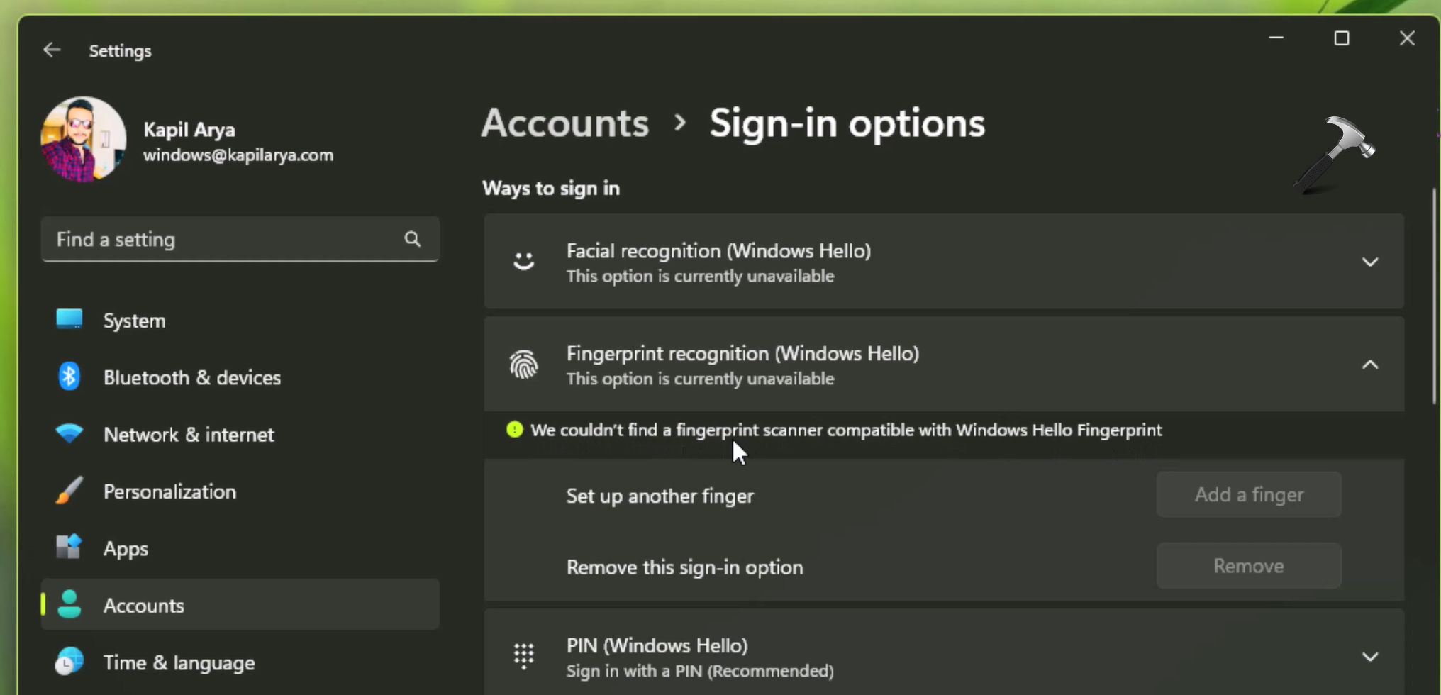 Fix Fingerprint Login Not Working In Windows 11