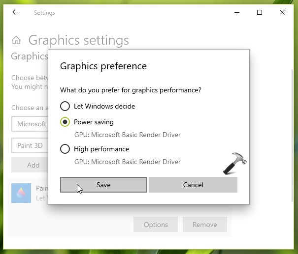 Configure Graphics Performance Preference In Windows 10