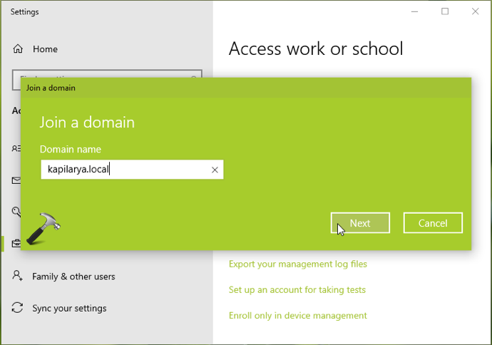 how to join a domain windows 10