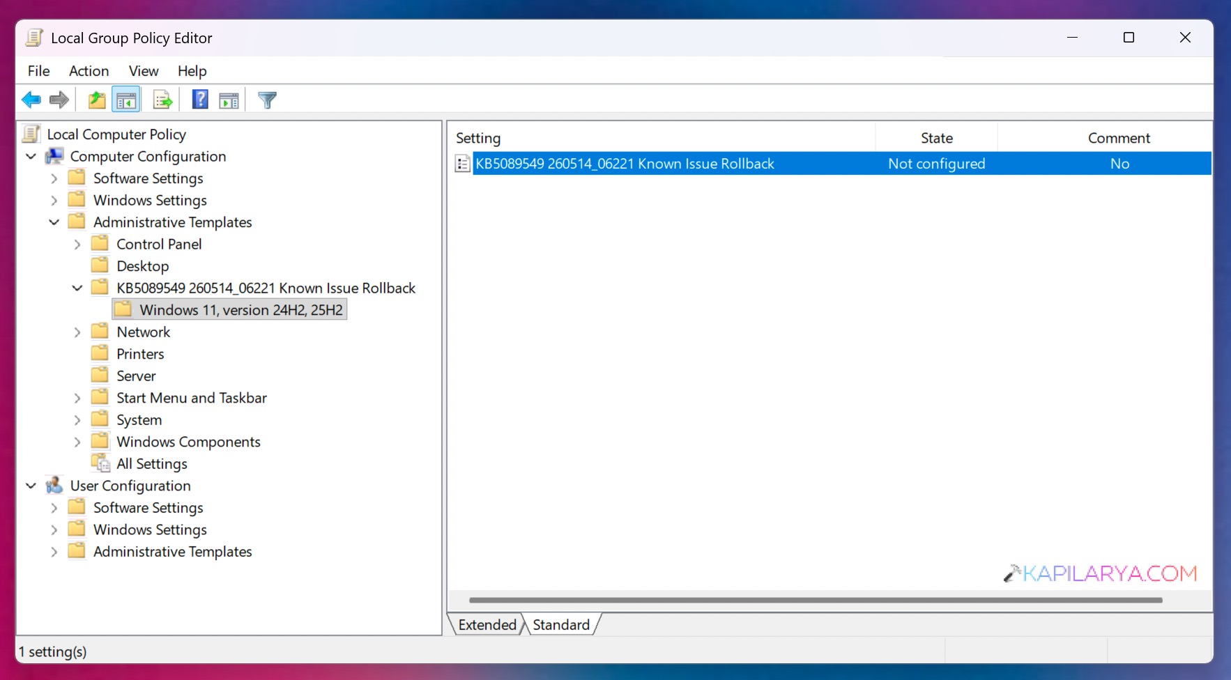Group Policy Editor window