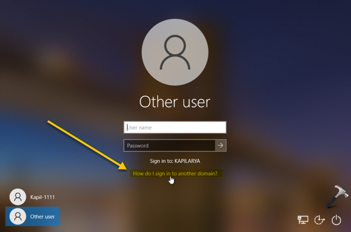 Login With A Local Account Instead Of Domain Account In Windows 10