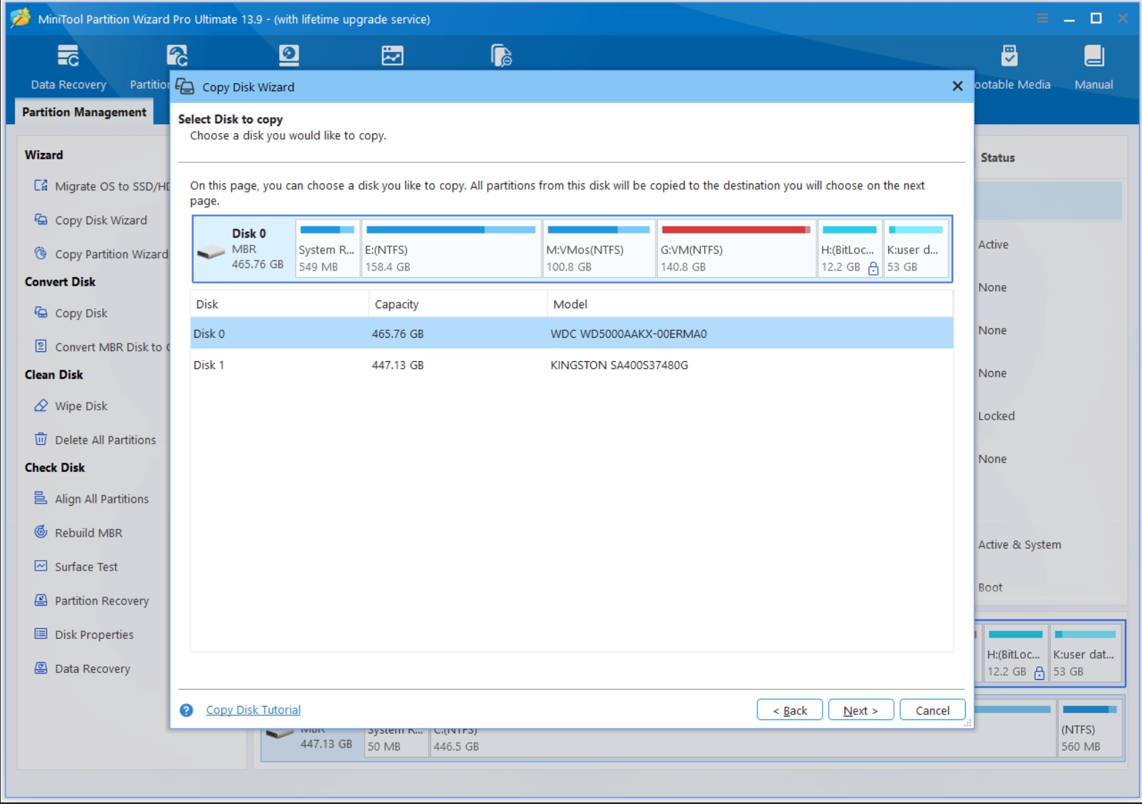 MiniTool Partition Wizard: Copy Disk