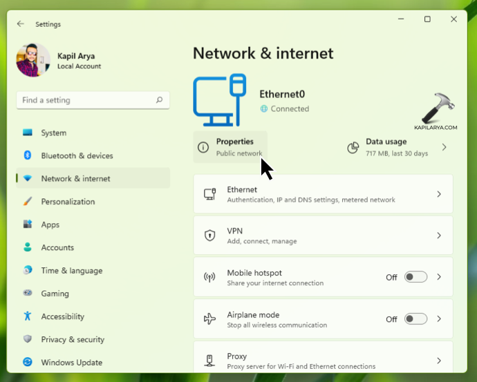 how to change network profile windows 11