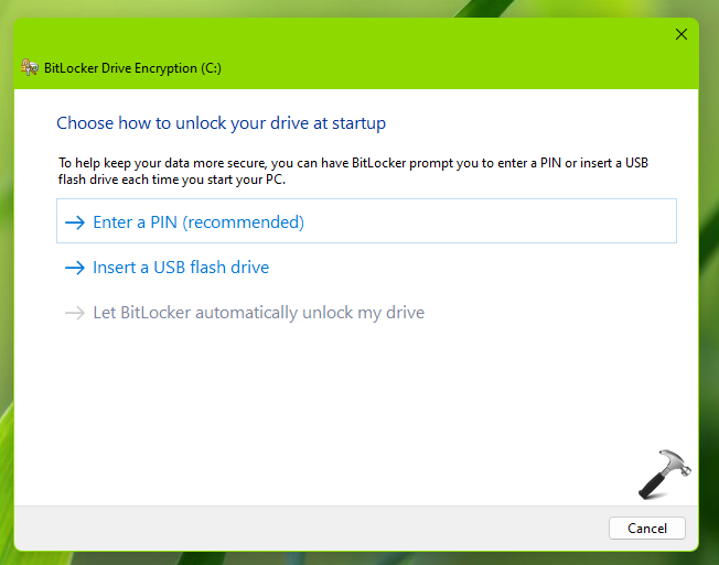 Enable BitLocker PIN In Windows 11