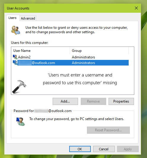 Users Must Enter A Username And Password To Use This Computer Missing In Windows 10