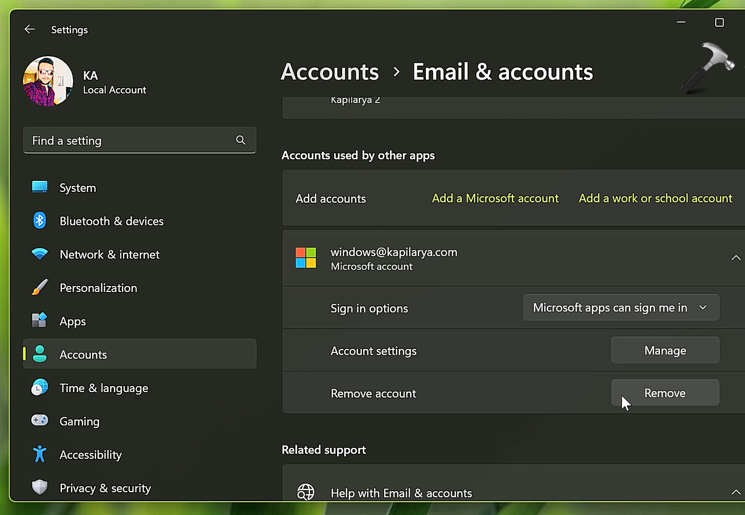 Hoe Microsoft-account te verwijderen in Windows 11