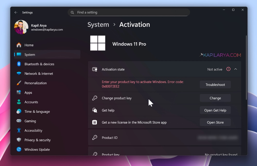 Enter your product key to activate Windows