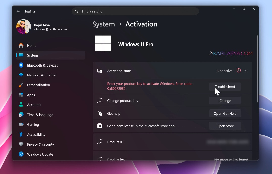 Activation troubleshooter