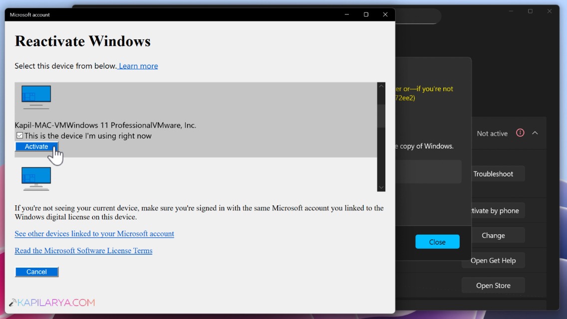 Reactivate Windows screen Windows 11