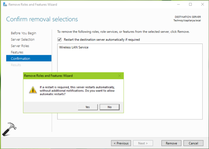 Removing Roles And Features In Windows Server 2019