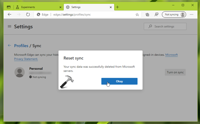 Reset sync in Microsoft Edge (Chromium)