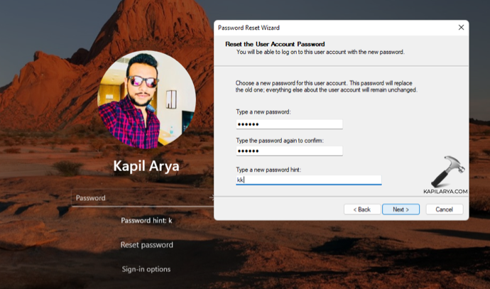 How to reset local account password in Windows 11