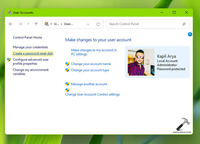 How to reset local account password in Windows 11