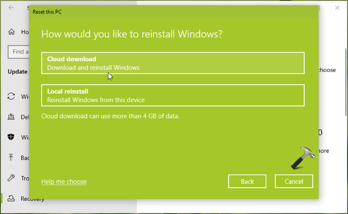 reinstall windows 10 cloudor local install
