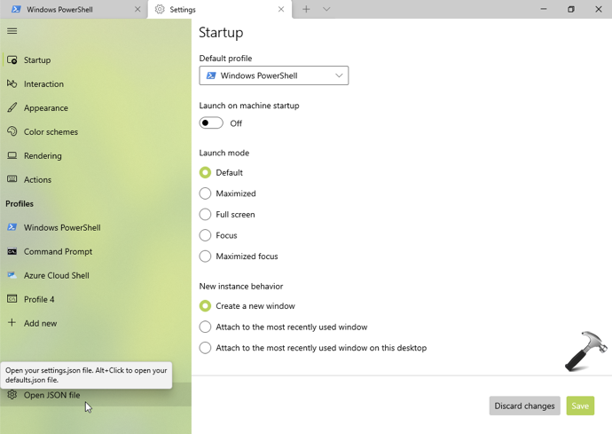 Reset Windows Terminal to default settings in Windows 10