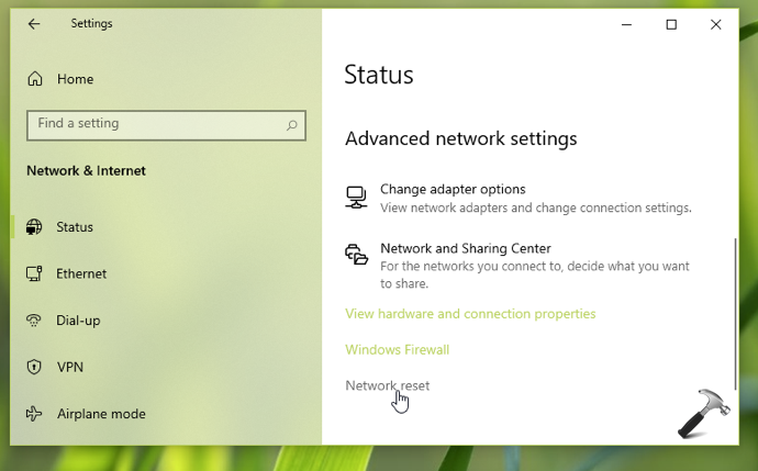 how to reset lan adapter windows 10