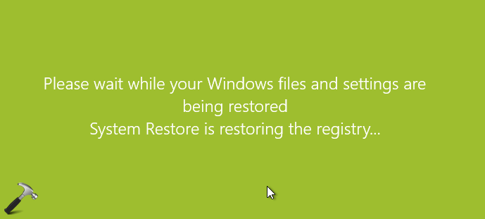 system restore is restoring the registry windows 10