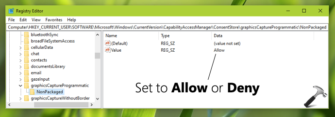 Allow or prevent apps to take screenshots in Windows 10