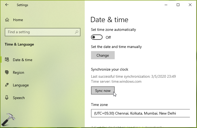 Synchronize Time With Internet Server In Windows