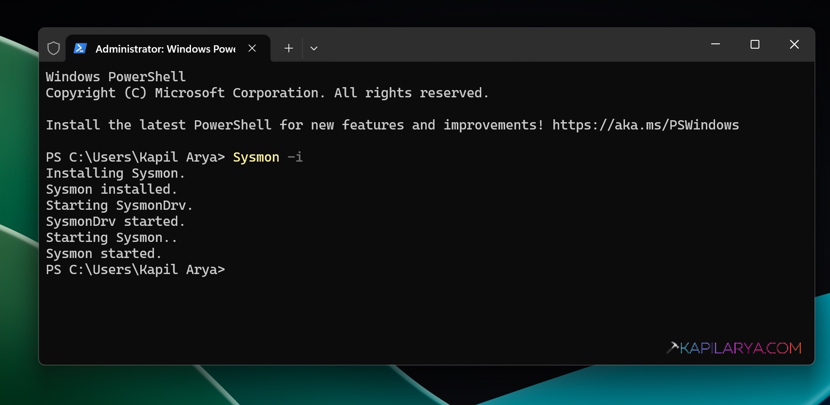 Enable disable Sysmon in Windows 11