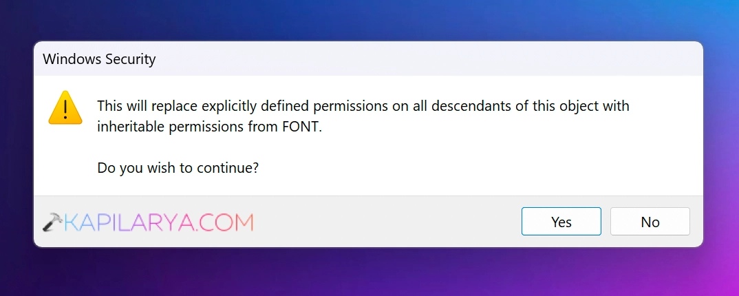confirmation prompt