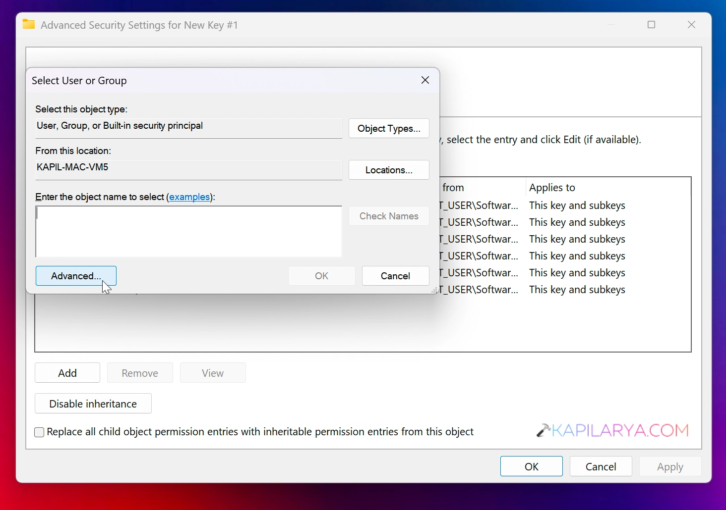 Select user or group
