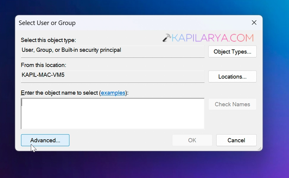 Select user or group