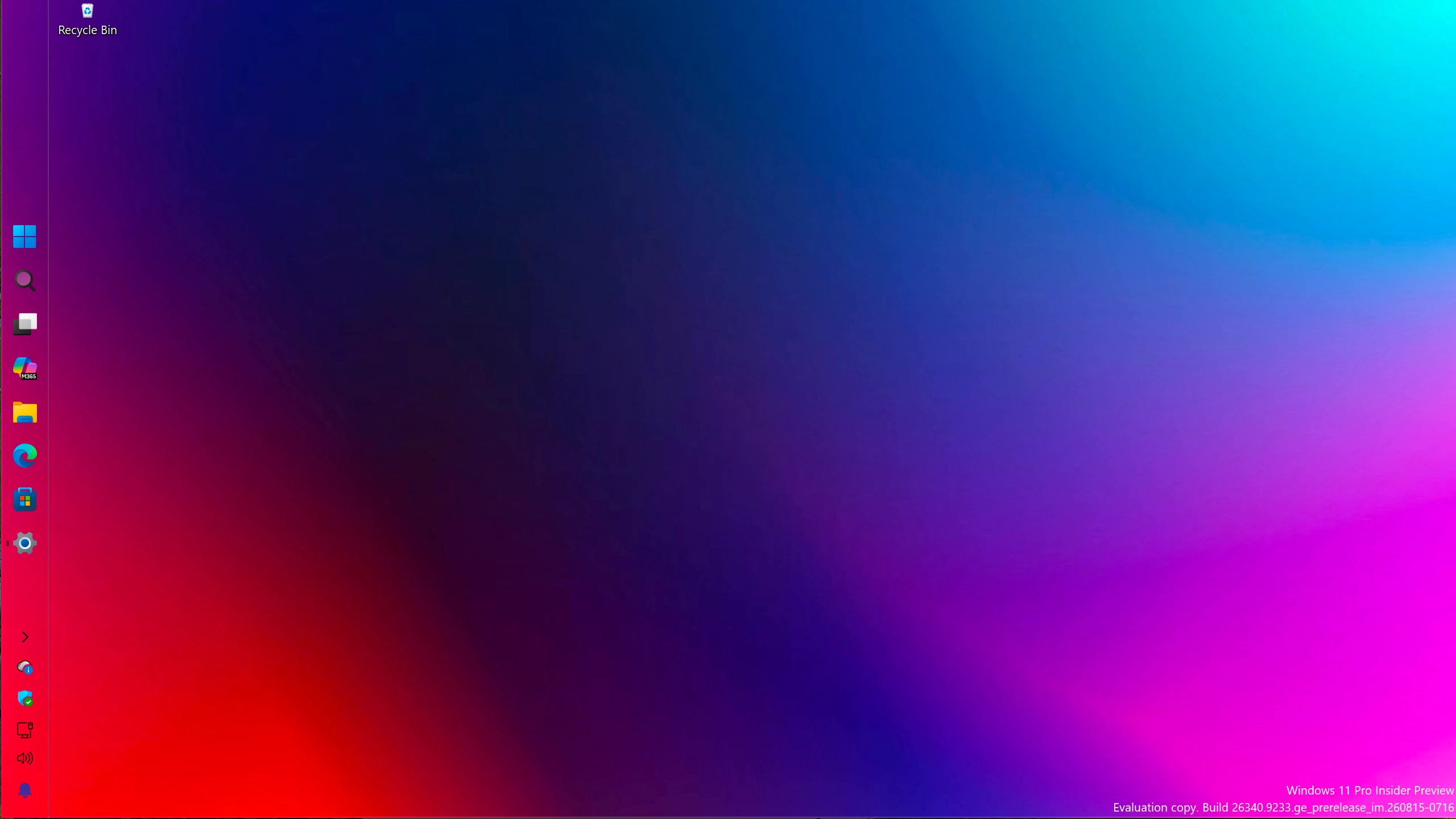 Taskbar position in Windows 11 set to Left