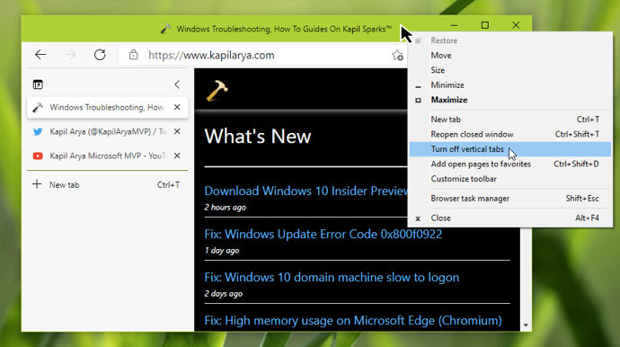 How To Turn On Or Off Vertical Tabs In Microsoft Edge Chromium Vrogue