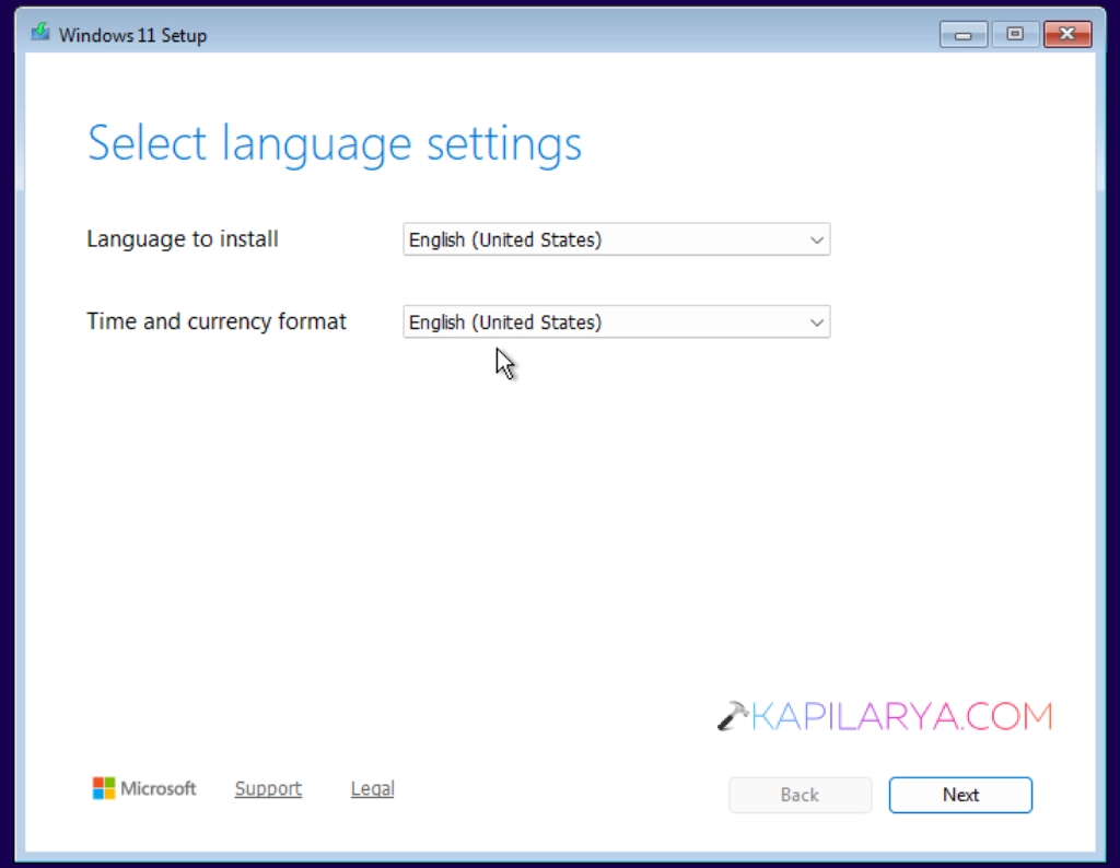Choose language settings