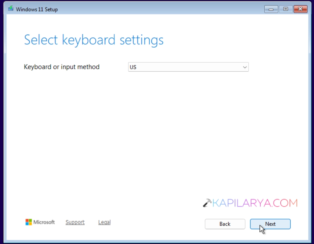 Choose the keyboard settings