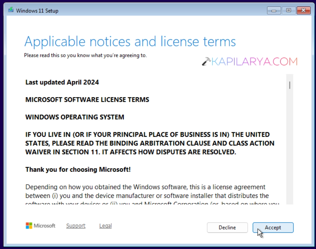 accept the licensing terms