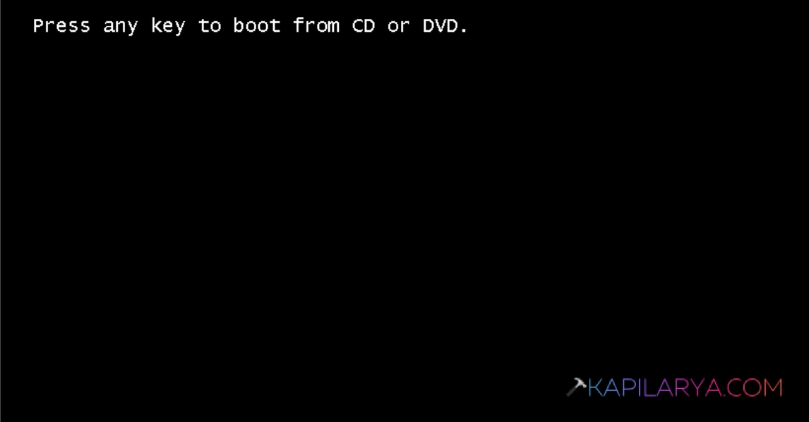 Press any key to boot from CD or DVD