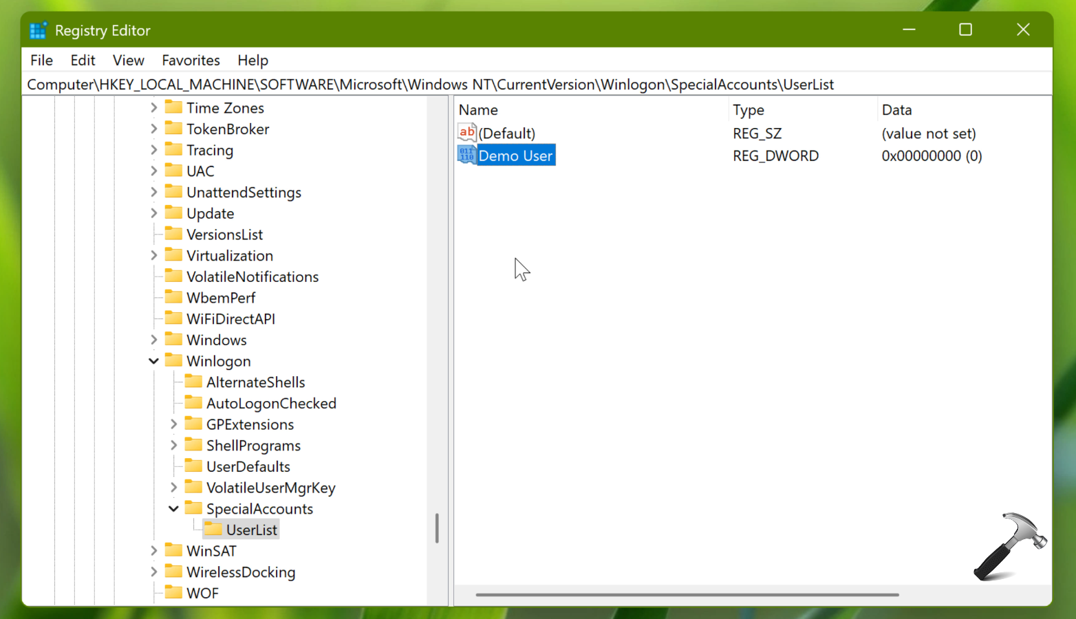 Hide Specific User Account in Windows 11/10