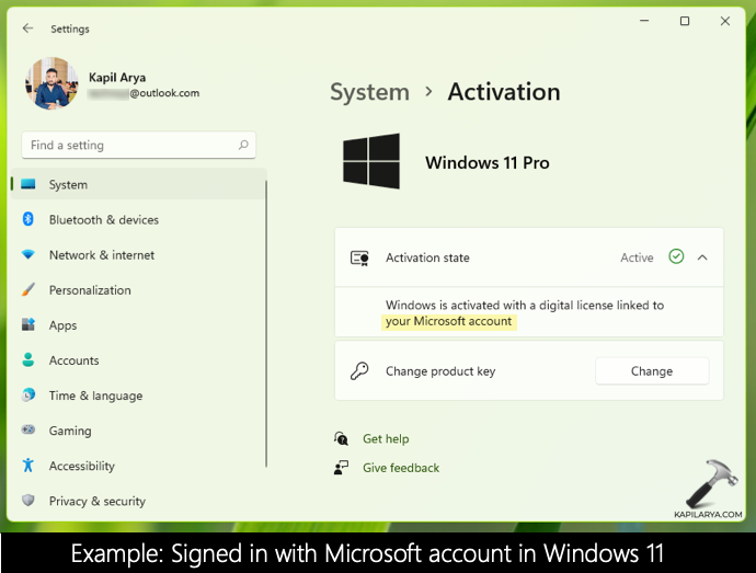 signed in to microsoft account desktop picture changed